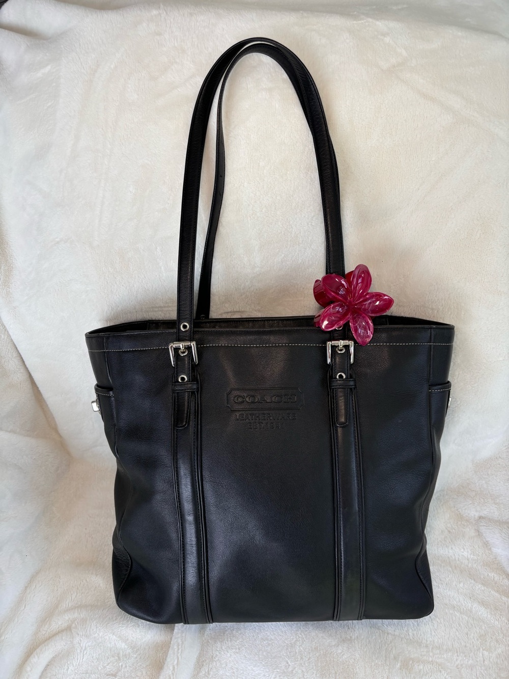 Vintage (2006) Coach Black Leather Tote Shoulder Bag 5128